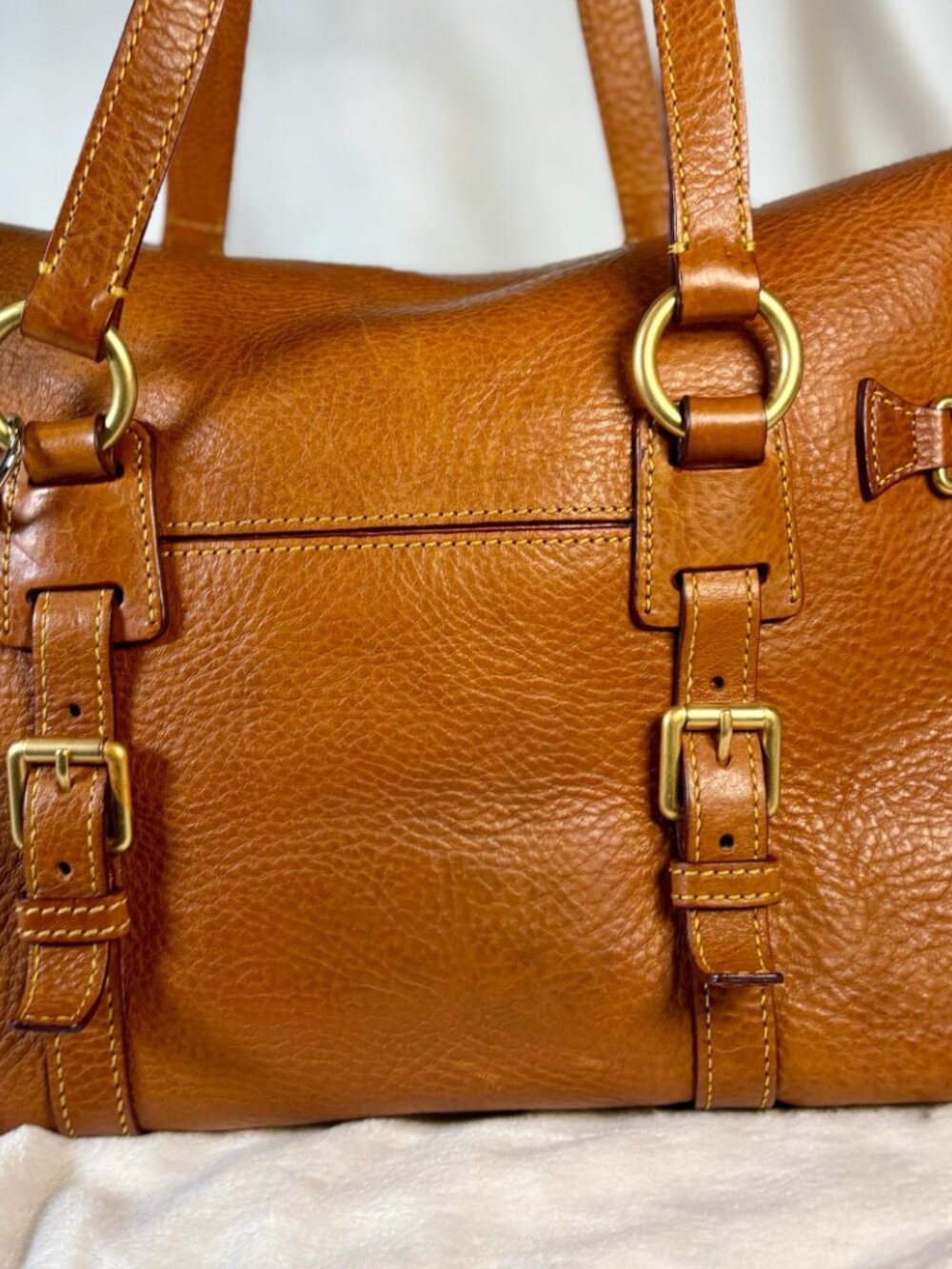 Dooney and Bourke (Old Large) Florentine Tassel Satchel in Chestnut w/ Chain - Picture 5 of 16
